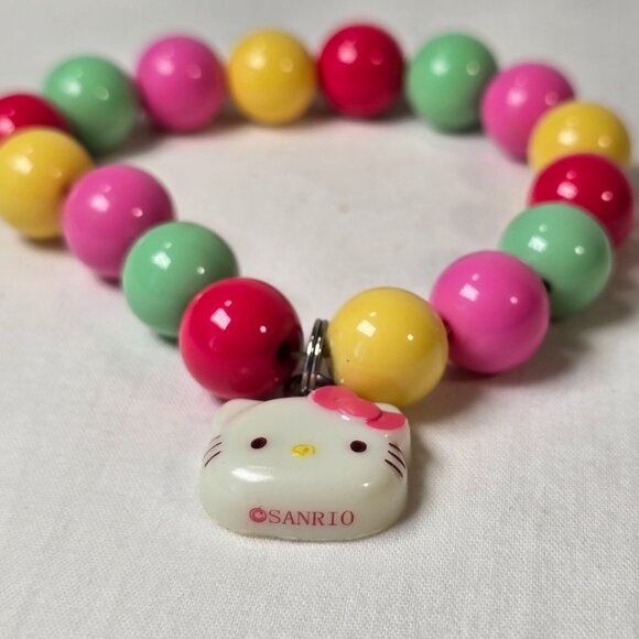 Sanrio Hello Kitty Beaded Stretch Bracelet Colorful Beads Kids Jewelry Gumball - Picture 2 of 8